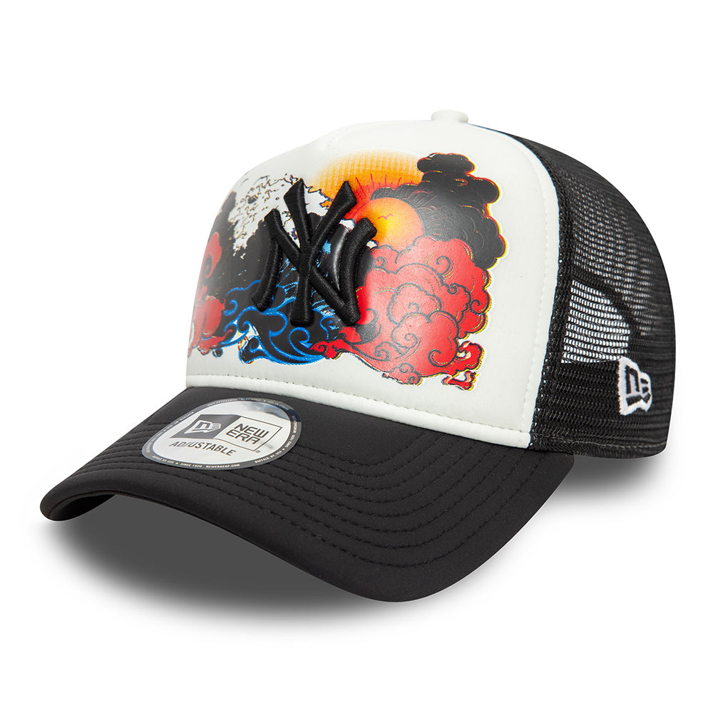 Casquette Trucker MLB Graphic A-Frame New York Yankees blanc-noir NEW ERA