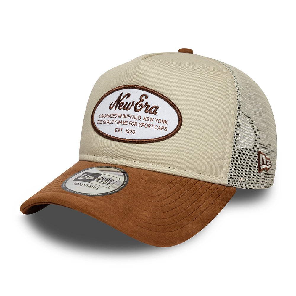 Casquette Trucker A-Frame Oval Patch Suede pierre-beige sable NEW ERA