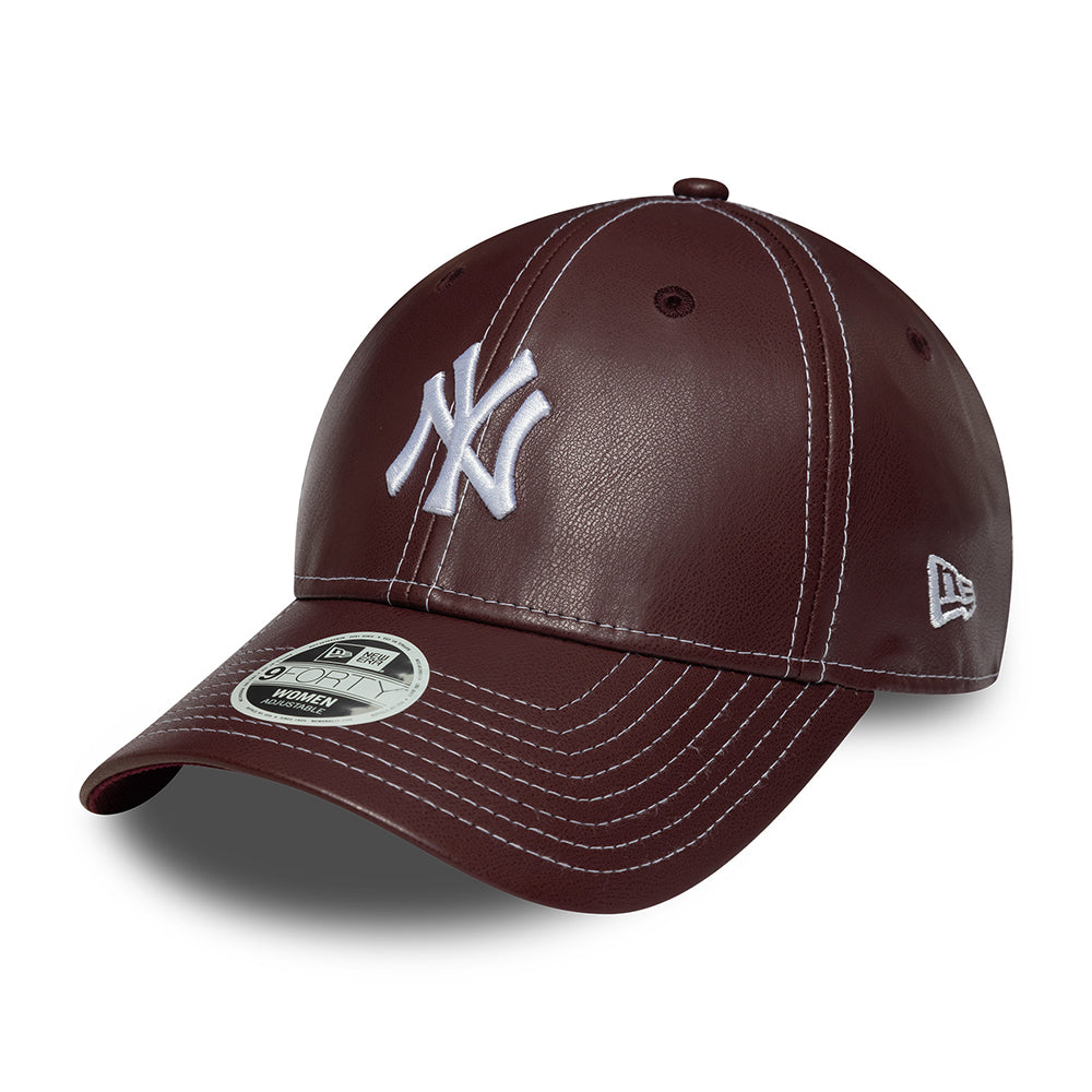 Casquette Femme 9FORTY MLB Topstitch PU New York Yankees bordeaux-blanc NEW ERA