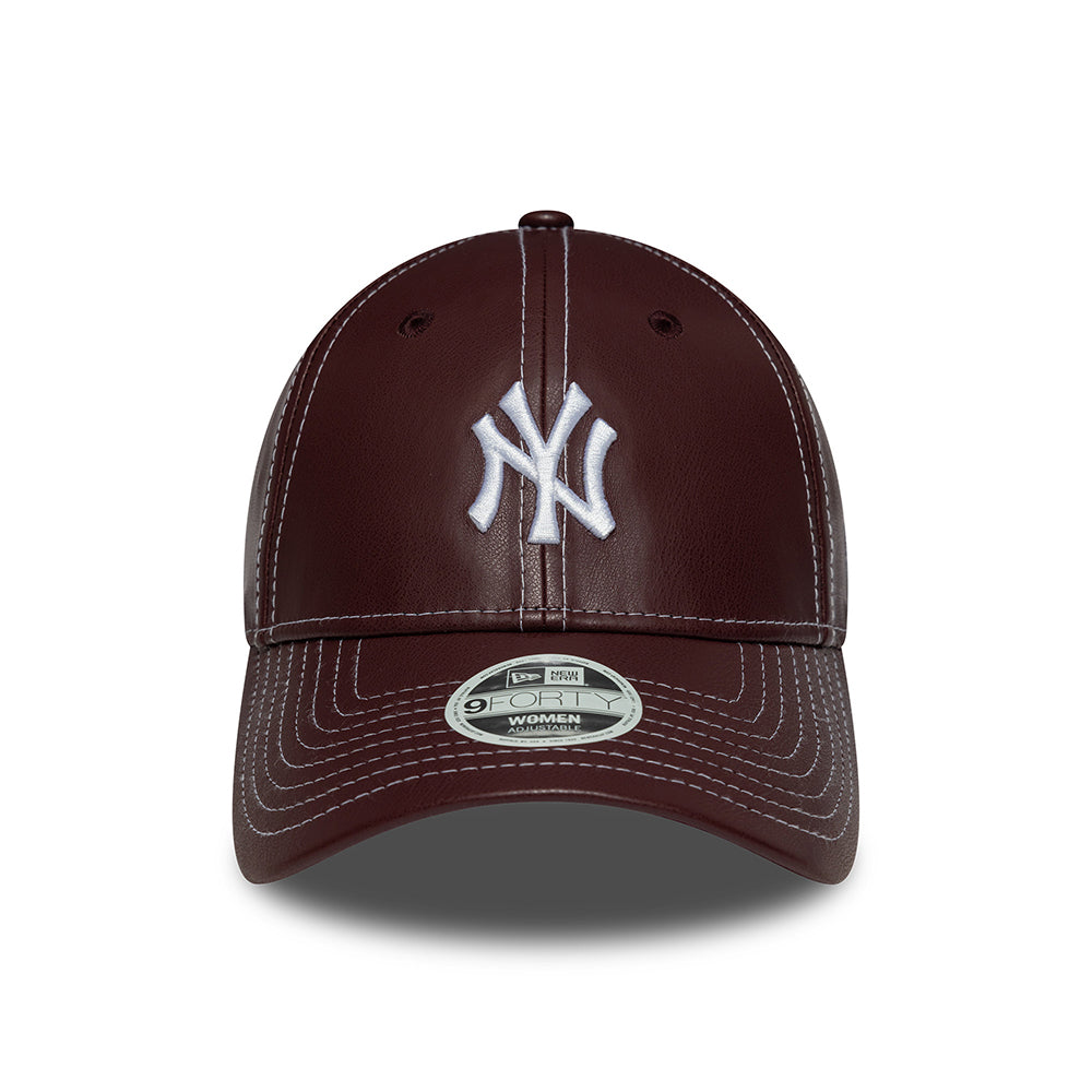 Casquette Femme 9FORTY MLB Topstitch PU New York Yankees bordeaux-blanc NEW ERA