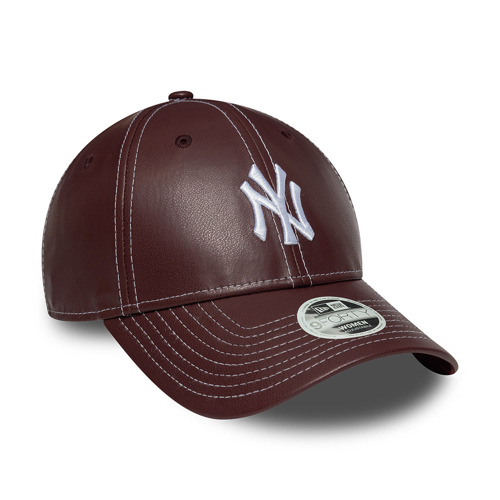 Casquette Femme 9FORTY MLB Topstitch PU New York Yankees bordeaux-blanc NEW ERA