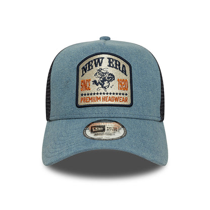 Casquette Trucker NE Denim Patch A-Frame bleu-bleu marine NEW ERA