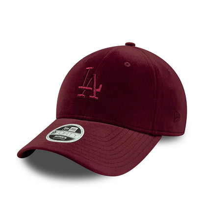 Casquette Femme 9FORTY MLB Velour Midi L.A. Dodgers bordeaux NEW ERA