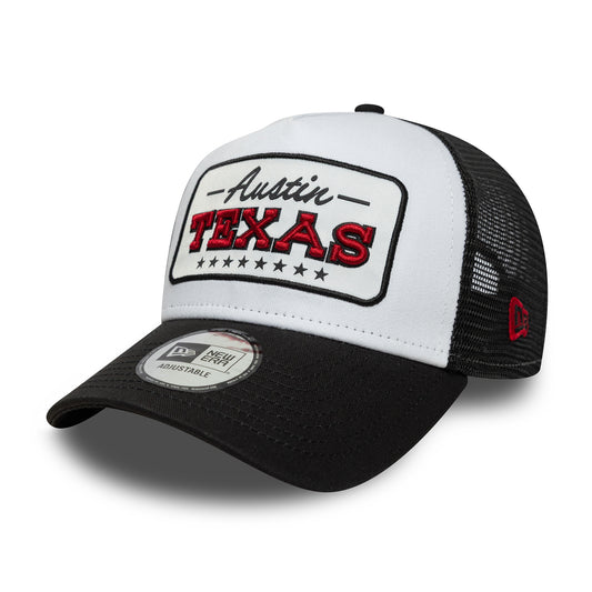 Casquette Trucker Location Patch A-Frame Austin blanc-noir NEW ERA