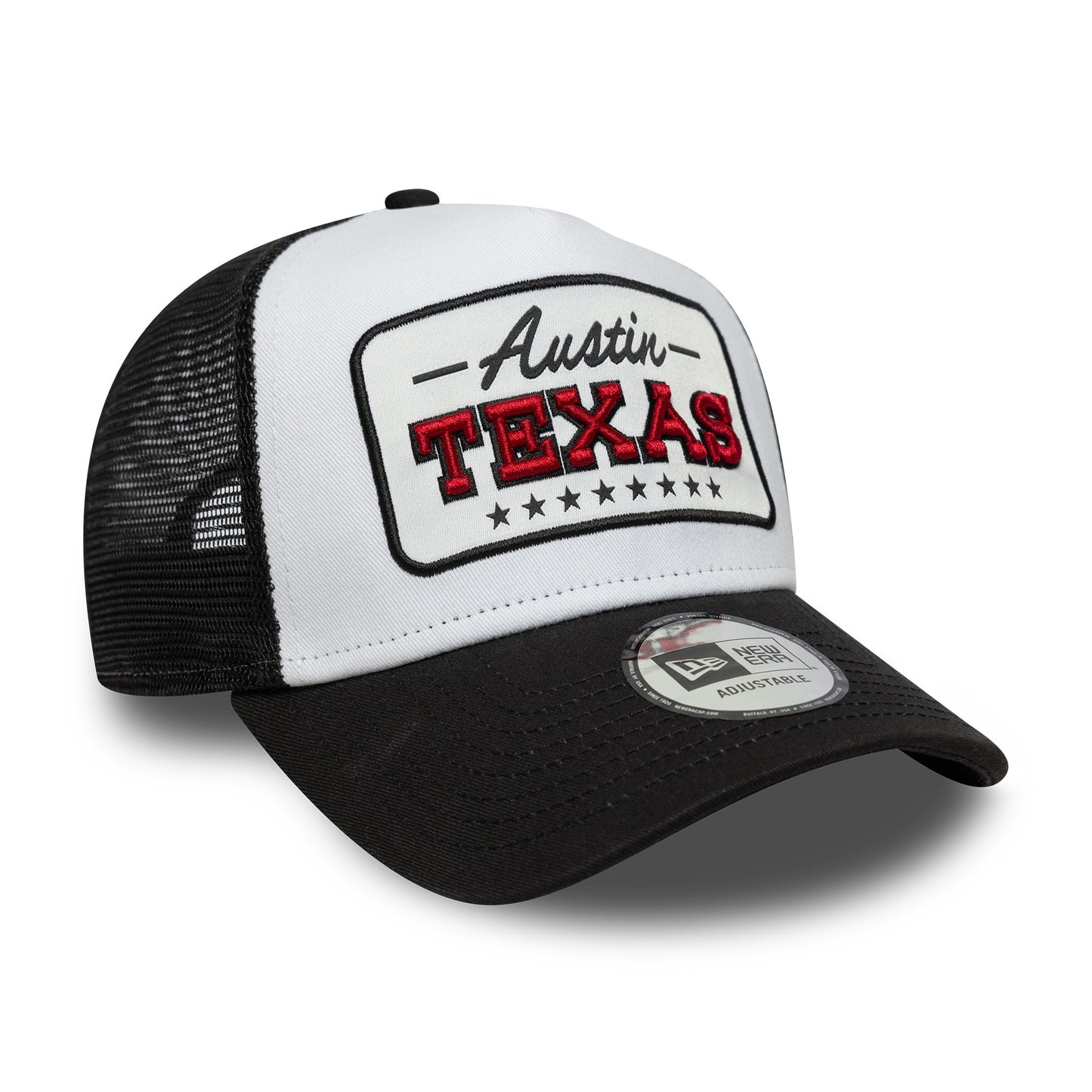 Casquette Trucker Location Patch A-Frame Austin blanc-noir NEW ERA