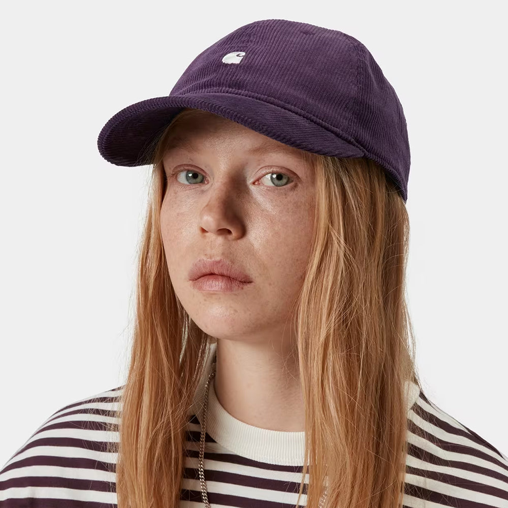 Casquette en Velours Côtelé Harlem violet-blanc CARHARTT WIP