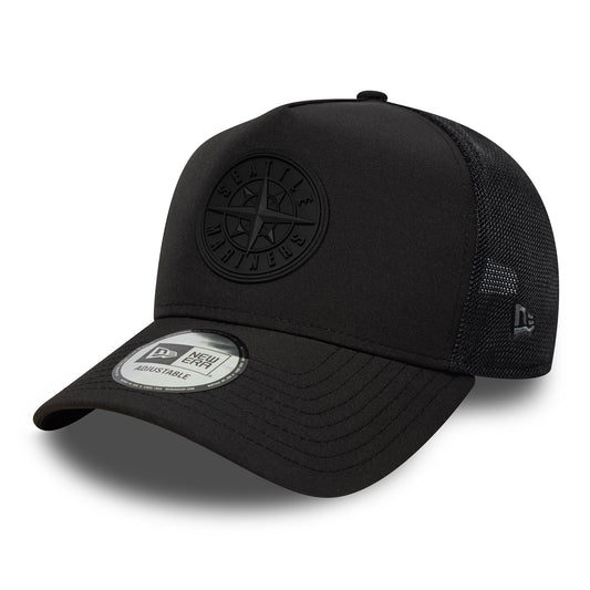 Casquette Trucker MLB Sport Featherweight A-Frame Seattle Mariners noir sur noir NEW ERA
