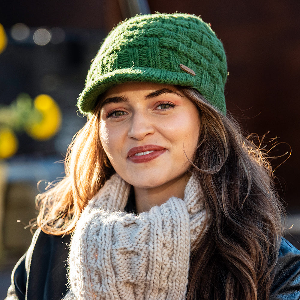 Bonnet à Visière Maille Nattée olive KUSAN