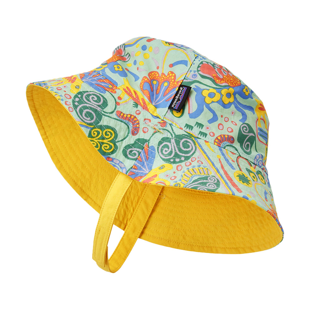 Chapeau Bob Bébé Été Réversible Meadow Moose vert clair-jaune PATAGONIA