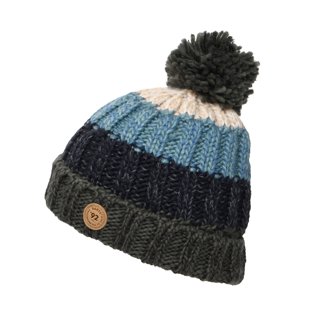 Bonnet à Pompon Wilhelm vert militaire-bleu BARTS