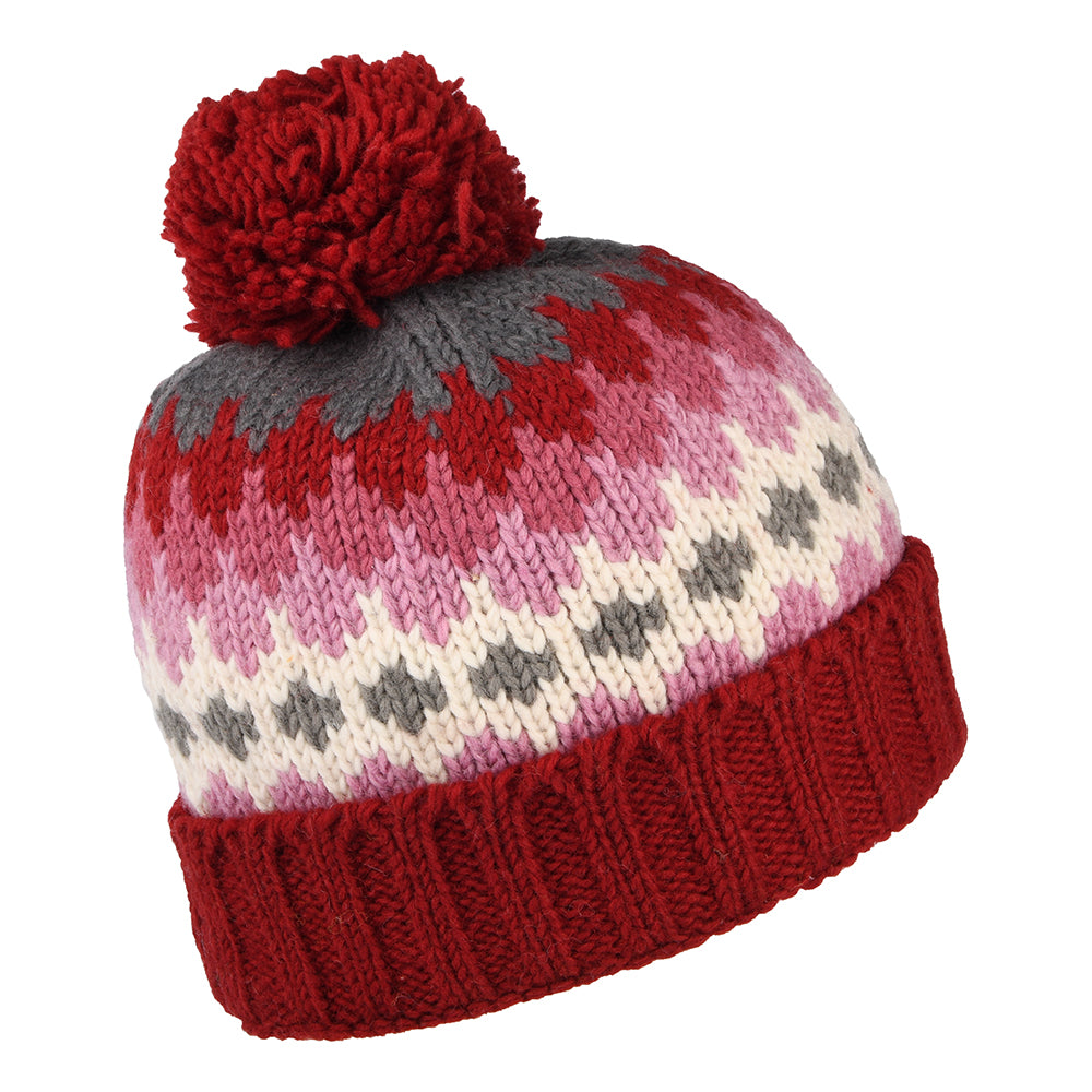 Bonnet à Pompon à Revers rouge KUSAN