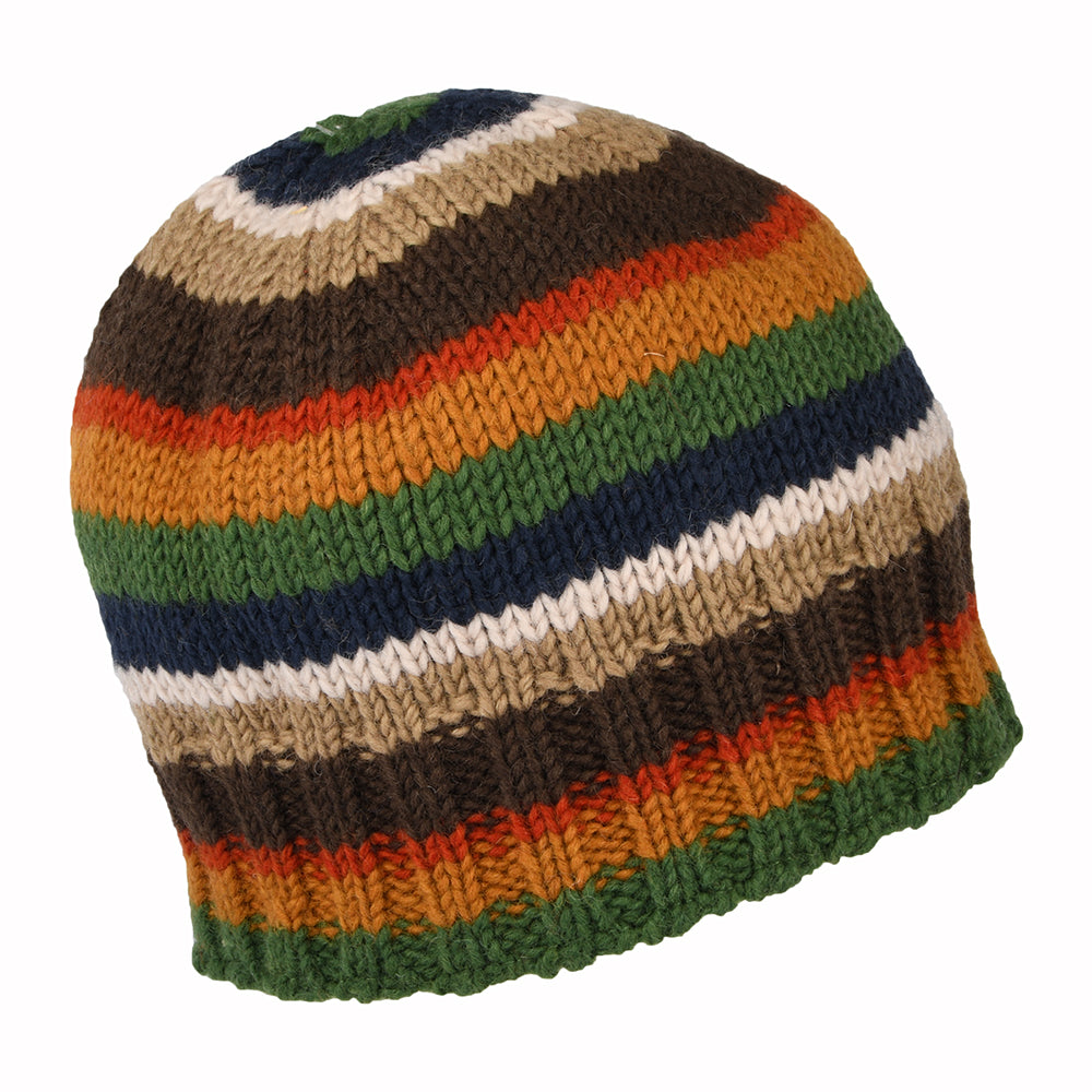 Bonnet à Rayures Brooklyn vert-orange-bleu marine KUSAN