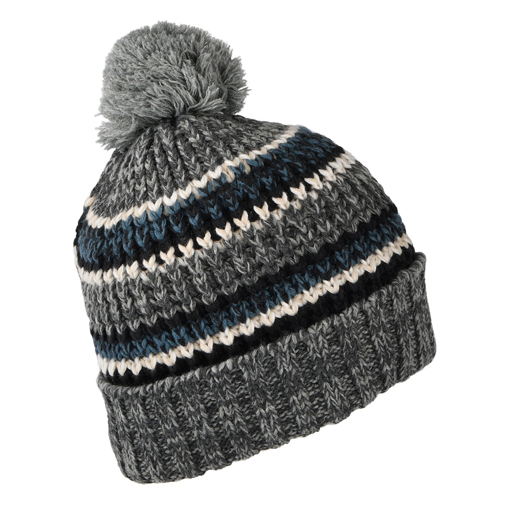 Bonnet à Pompon à Rayures Recyclé Goser gris chiné BARTS