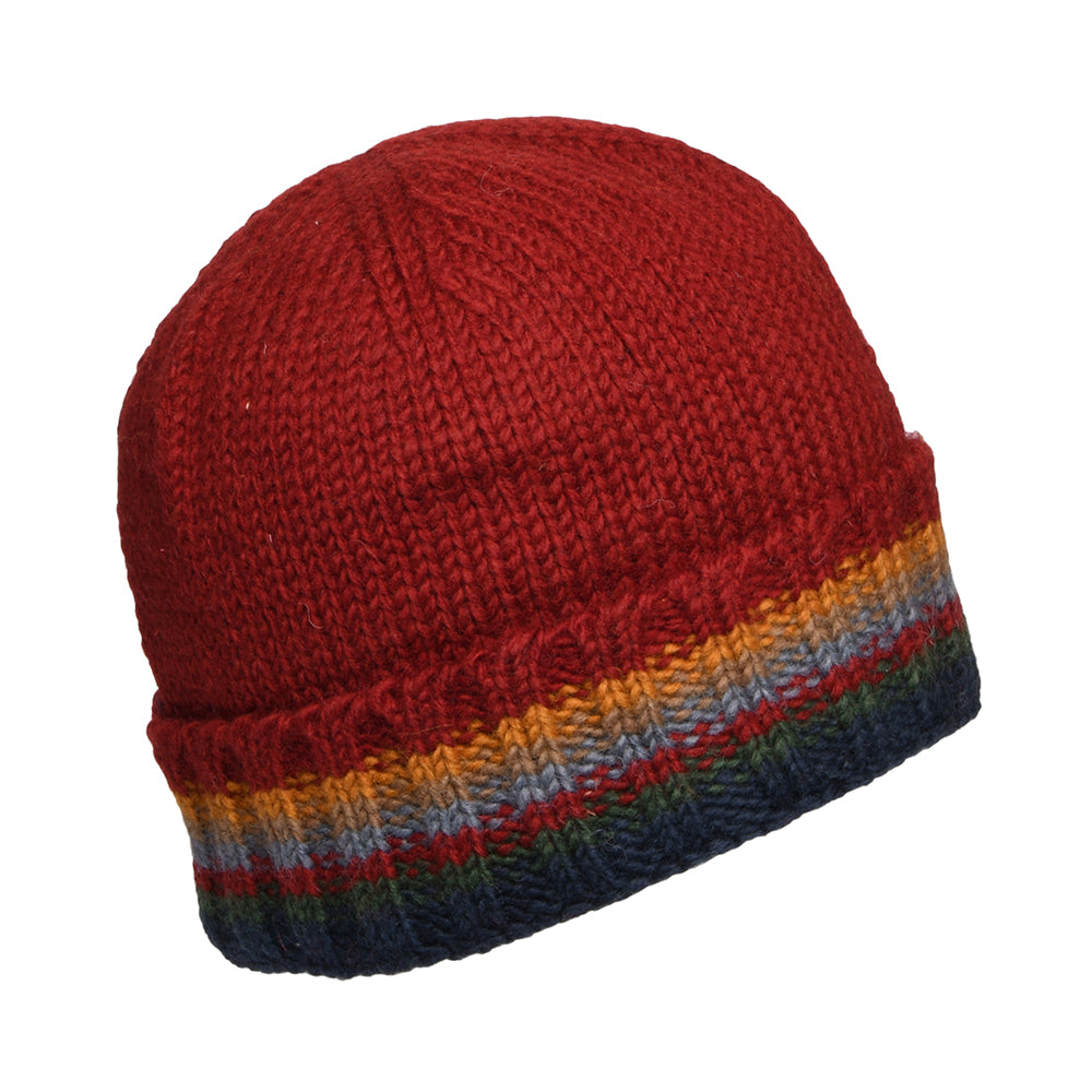 Bonnet Tricot à Revers rouge KUSAN