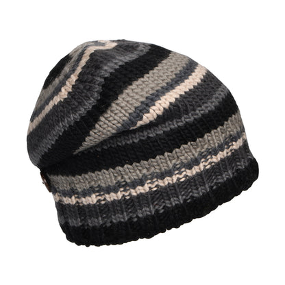 Bonnet Boutonné à Rayures noir-gris KUSAN