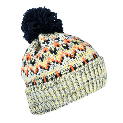 Bonnet à Pompon Fair Isle Arctic gris clair-bleu marine-orange FAILSWORTH