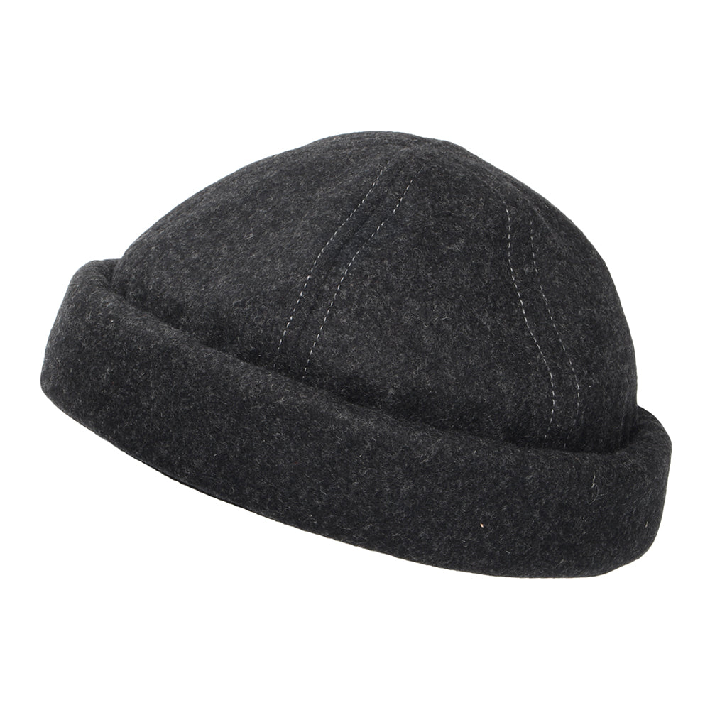Bonnet Miki Breton en Laine Melton anthracite DORFMAN PACIFIC