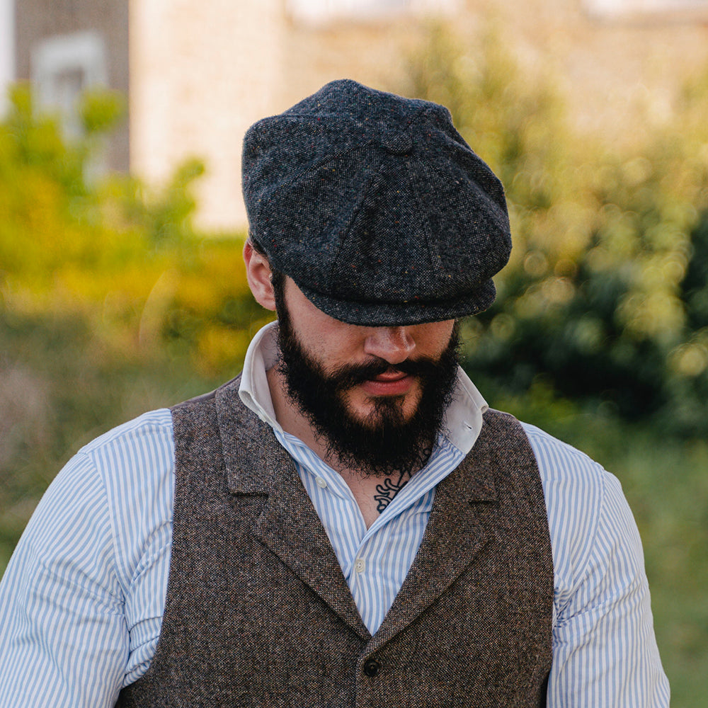 Casquette Gavroche Chinée et Mouchetée Blackheath noir multi JAXON & JAMES - VENTE EN GROS