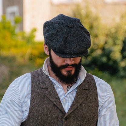 Casquette Gavroche Chinée et Mouchetée Blackheath noir multi JAXON & JAMES - VENTE EN GROS