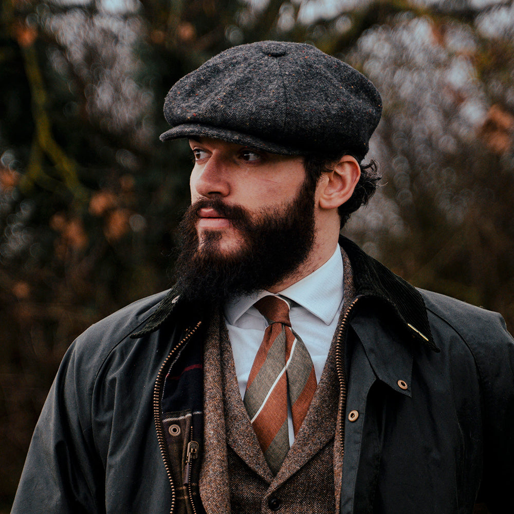 Casquette Gavroche Chinée et Mouchetée Blackheath noir multi JAXON & JAMES - VENTE EN GROS
