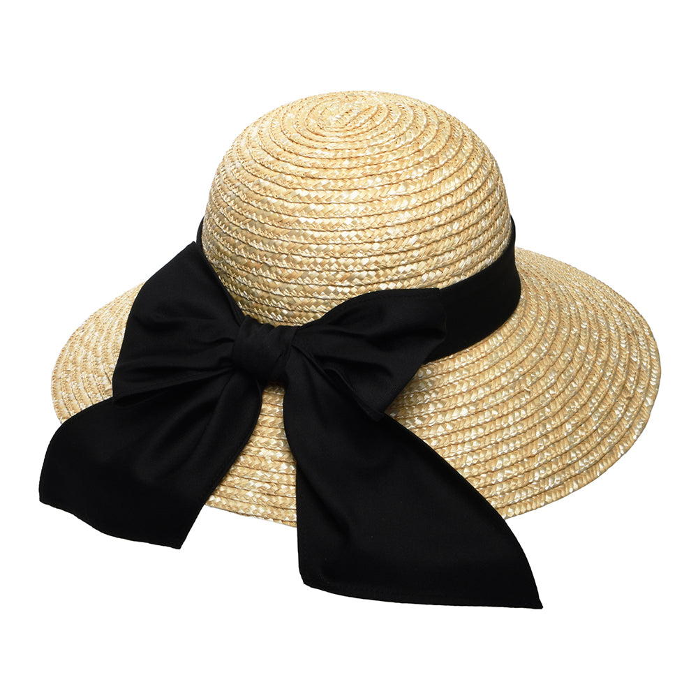 Chapeau Été Canotier en Paille Milan II naturel SUR LA TÊTE - VENTE EN GROS