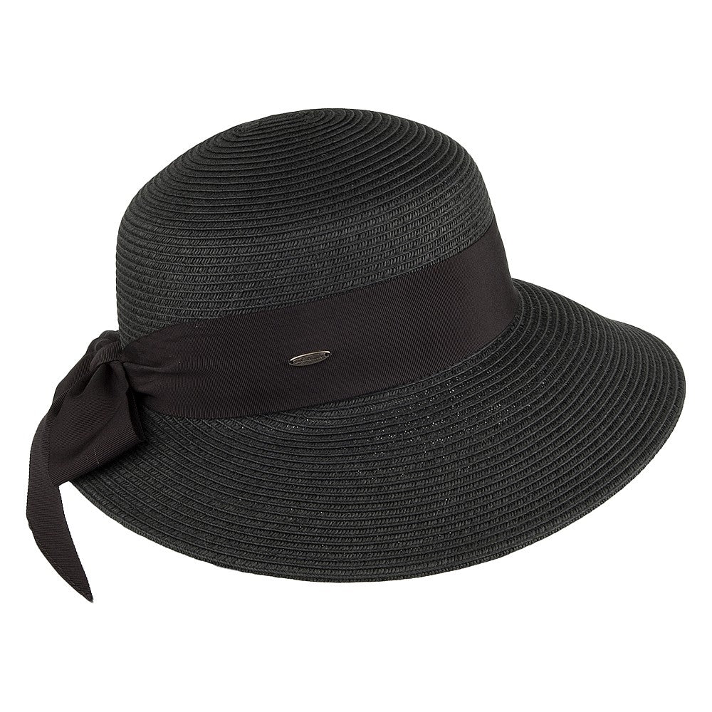 Chapeau de Paille Été avec Noeud en Gros-Grain noir SCALA