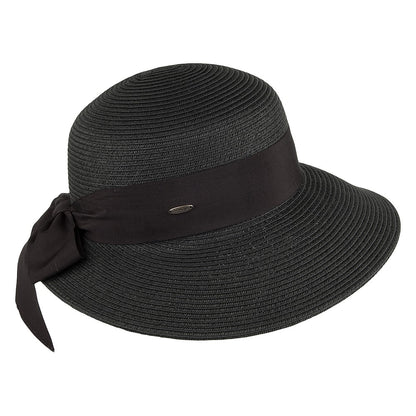 Chapeau de Paille Été avec Noeud en Gros-Grain noir SCALA