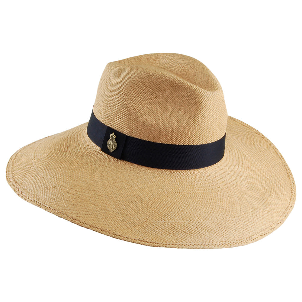 Chapeau Panama à Bord Large Bandeau Bleu Marine Classic Jessica naturel CHRISTYS