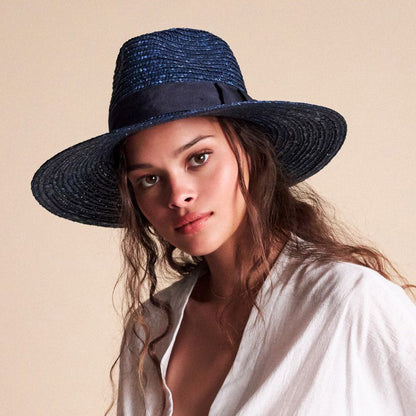 Chapeau Été en Paille Joanna bleu foncé BRIXTON