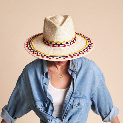 Chapeau Été en Paille Brodé Joanna mélanges de naturels BRIXTON