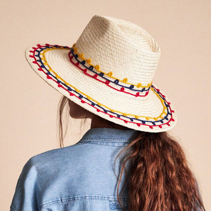Chapeau Été en Paille Brodé Joanna mélanges de naturels BRIXTON