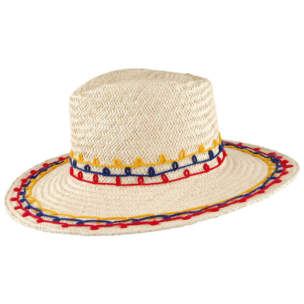 Chapeau Été en Paille Brodé Joanna mélanges de naturels BRIXTON