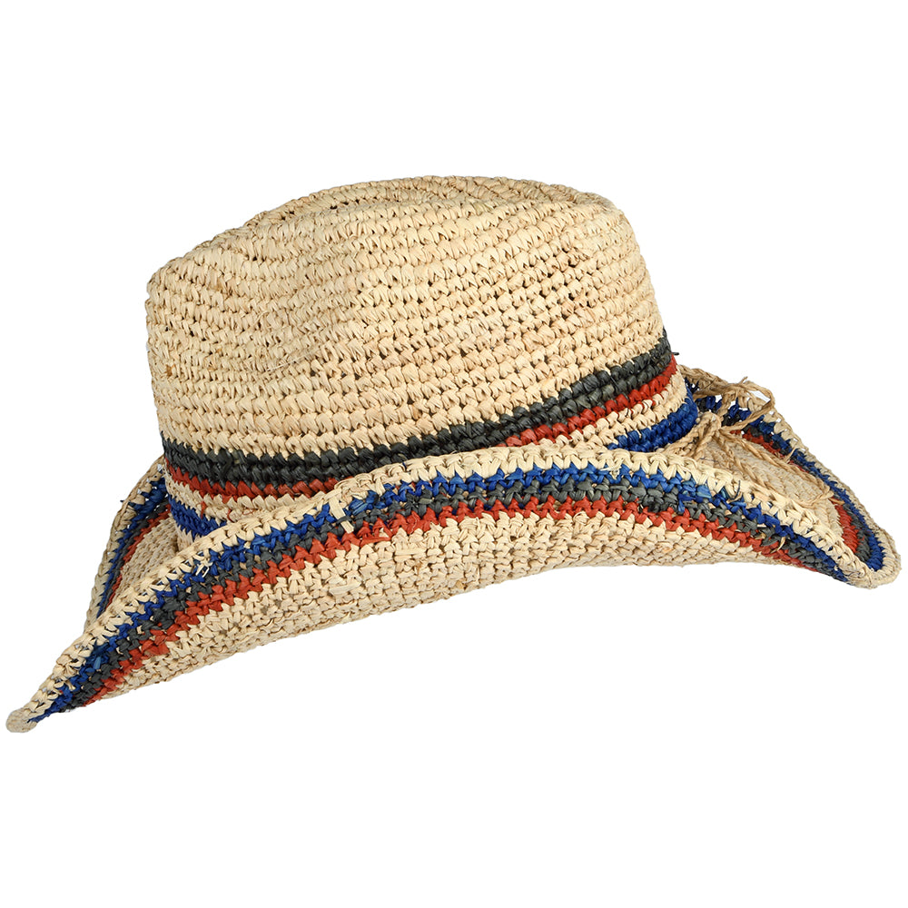 Chapeau de Cowboy en Raphia Crocheté Trezza naturel foncé SCALA