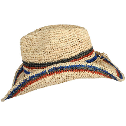 Chapeau de Cowboy en Raphia Crocheté Trezza naturel foncé SCALA