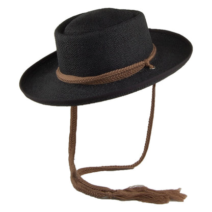 Chapeau Été Gaucho en Paille Toyo avec Jugulaire en Coton Tressé Jesolo noir SCALA
