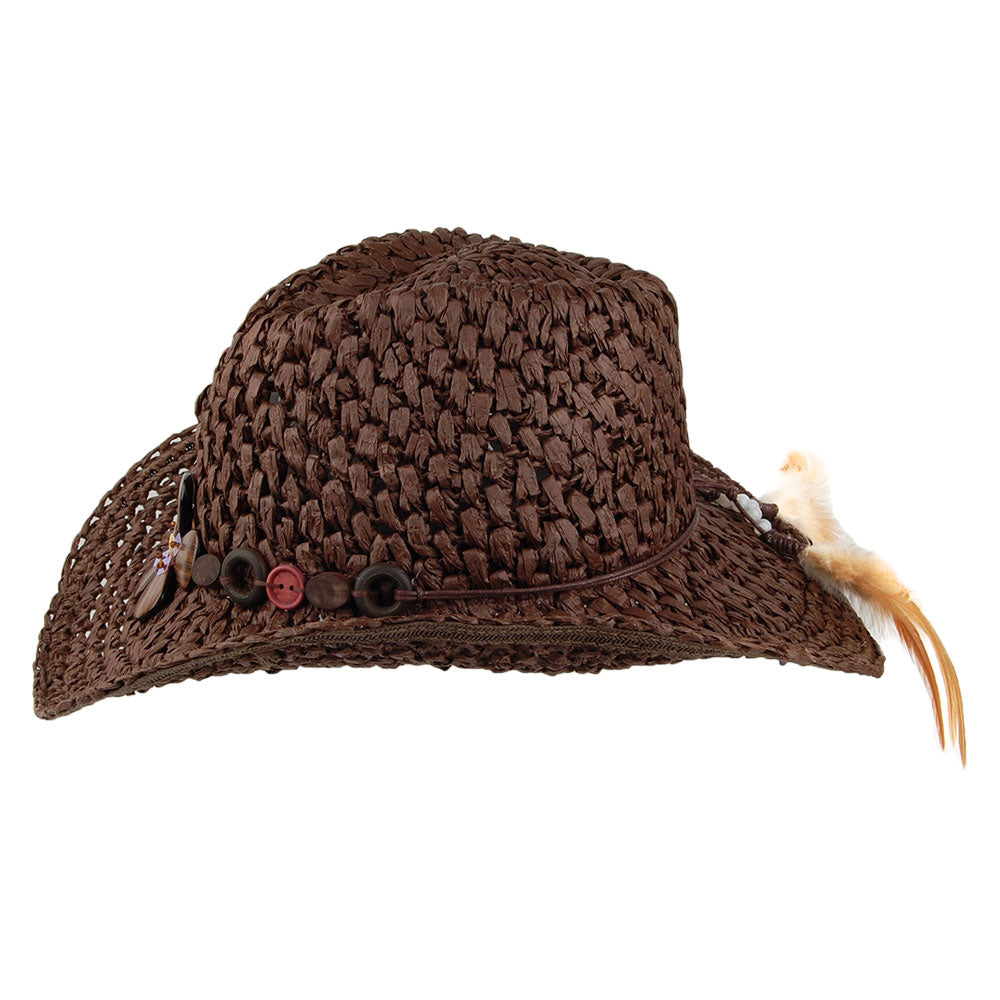 Chapeau de Cowboy en Paille Toyo Crochetée Prairie marron SCALA