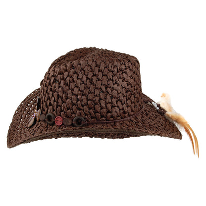 Chapeau de Cowboy en Paille Toyo Crochetée Prairie marron SCALA