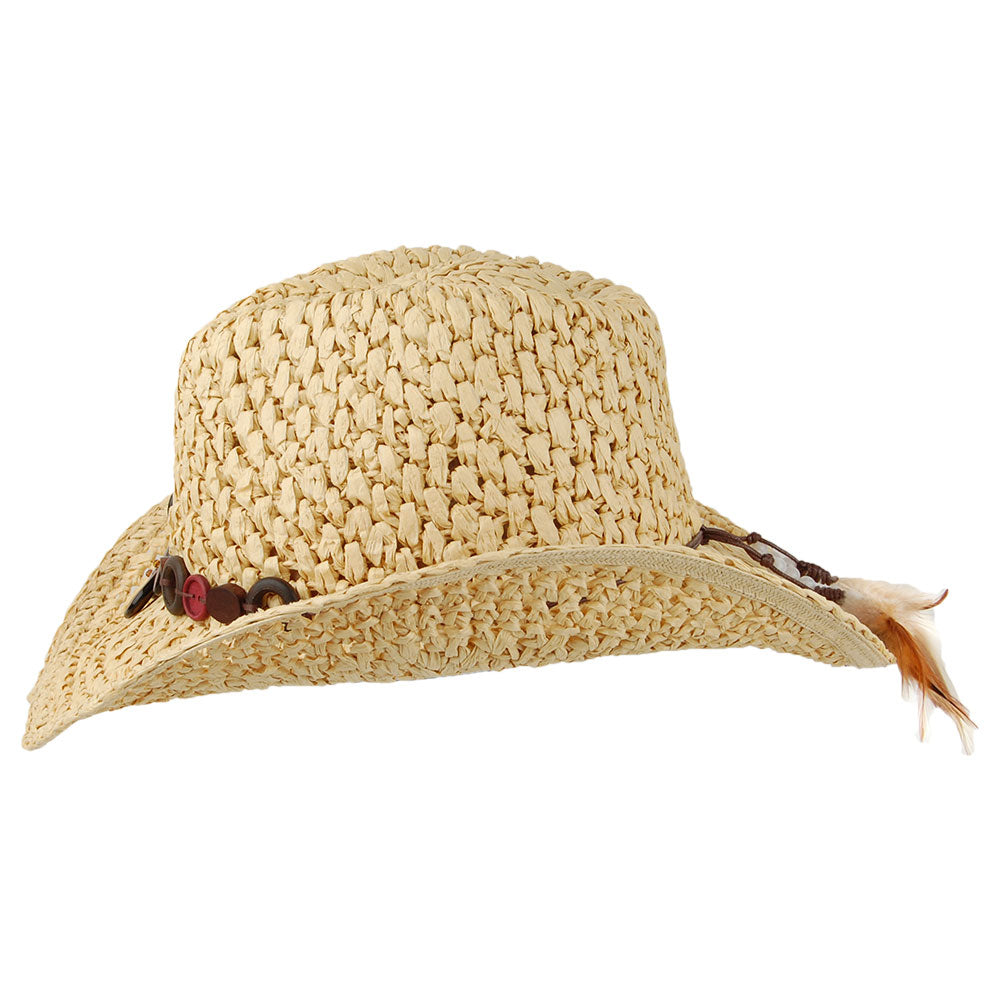 Chapeau de Cowboy en Paille Toyo Crochetée Prairie naturel SCALA
