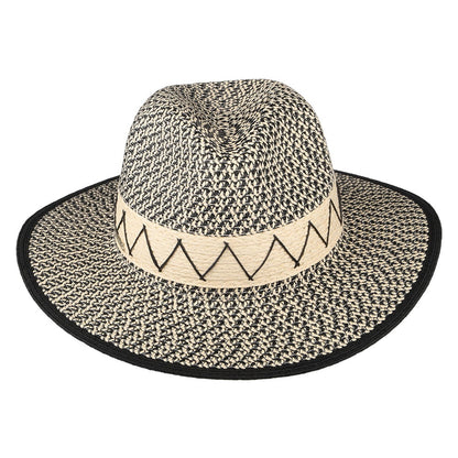 Chapeau Fedora en Paille Toyo Zigzag naturel-noir SEEBERGER