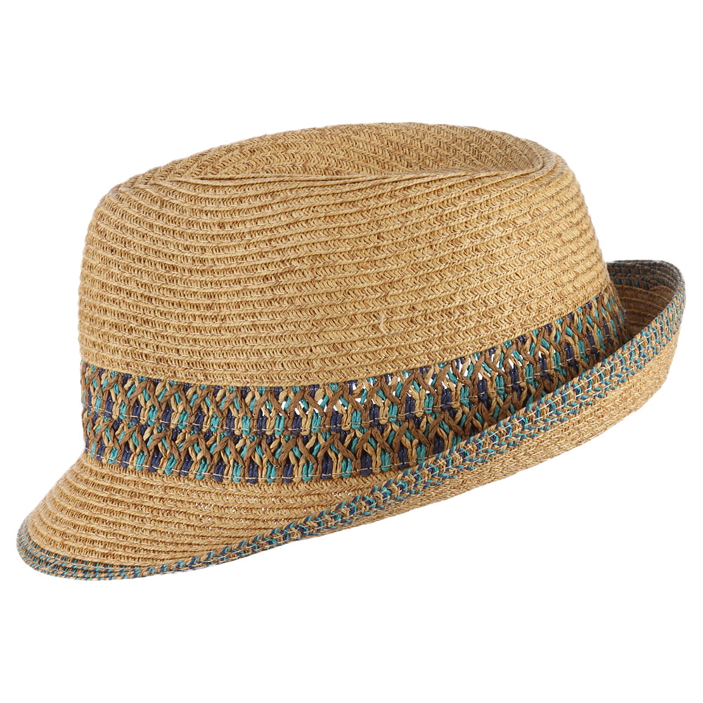 Chapeau Trilby En Papier Tressé naturel-bleu SCALA