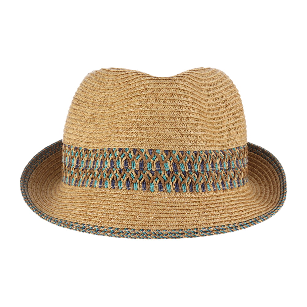 Chapeau Trilby En Papier Tressé naturel-bleu SCALA