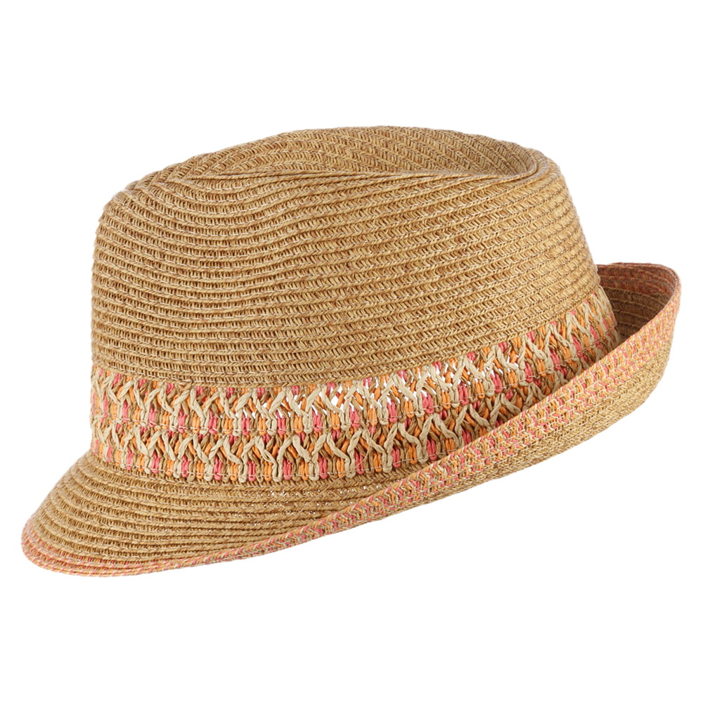 Chapeau Trilby En Papier Tressé naturel-rose SCALA