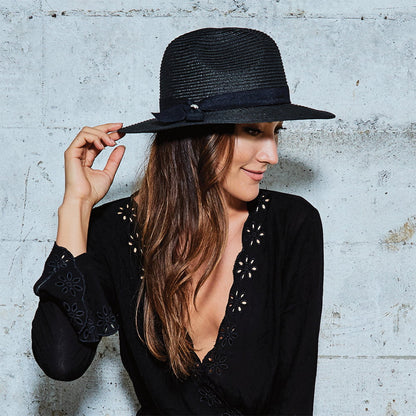 Chapeau Fedora Safari En Papier Tressé Beatty noir SCALA