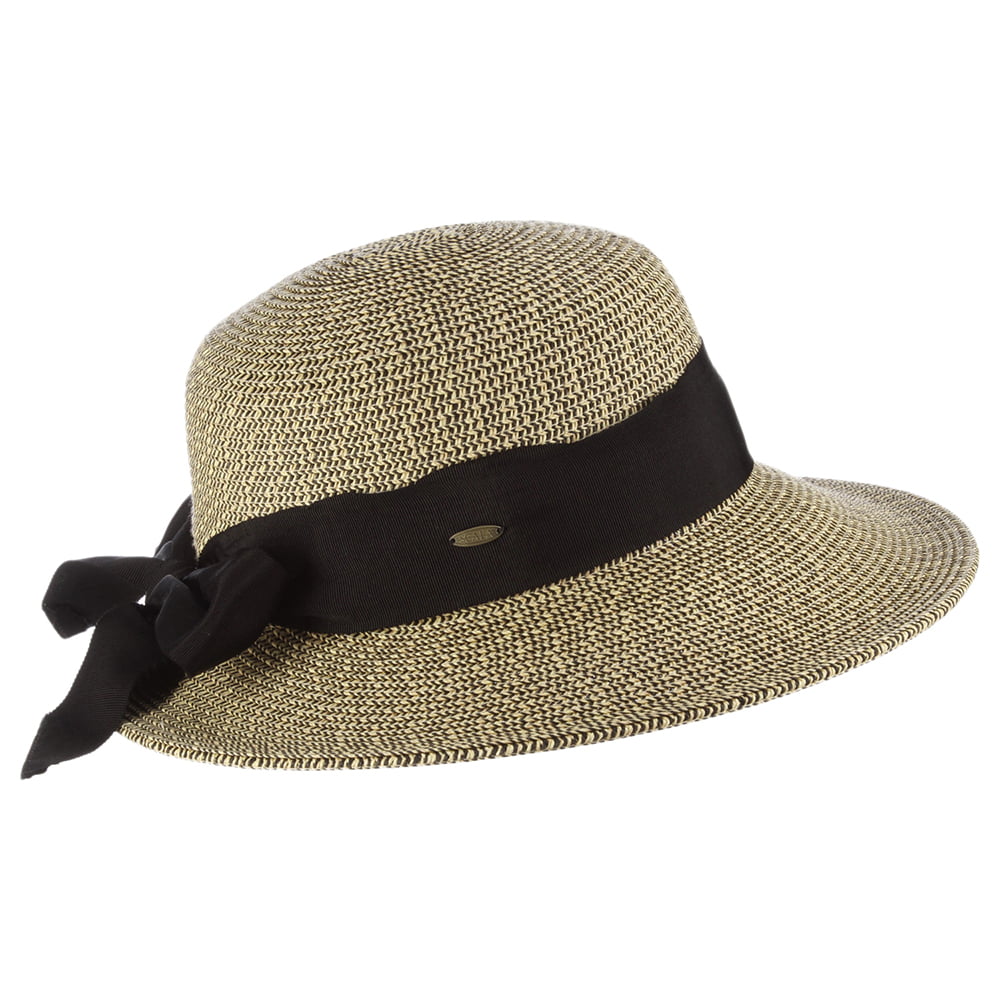 Chapeau de Paille Été avec Noeud en Gros-Grain blé-noir SCALA
