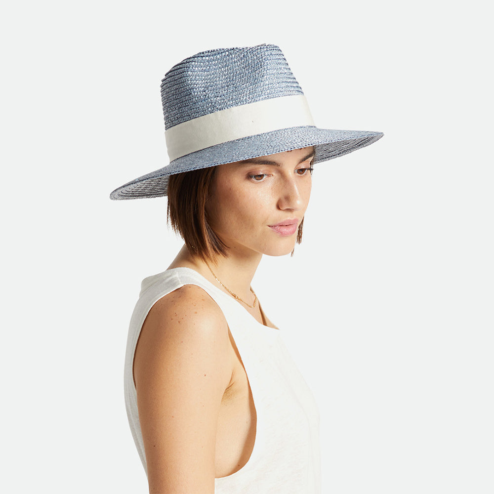 Chapeau Été à Bord Court en Paille Joanna bleu glacé BRIXTON