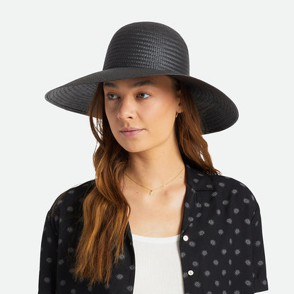 Chapeau Été à Bord Large en Paille Janae noir BRIXTON