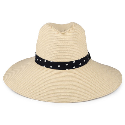 Chapeau Fedora Été à Bord Large Sia naturel avec Bandeau à Pois JOULES