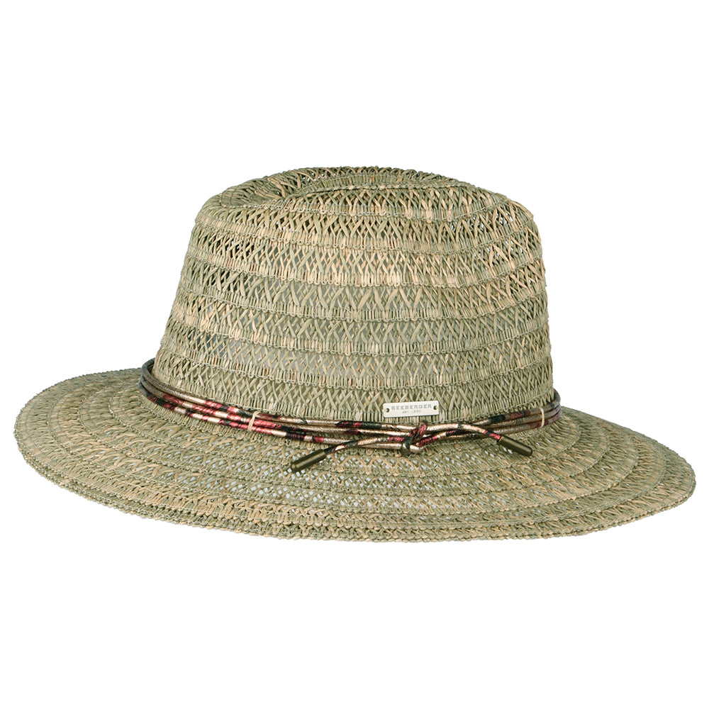 Chapeau Fedora en Paille à Motifs naturel SEEBERGER