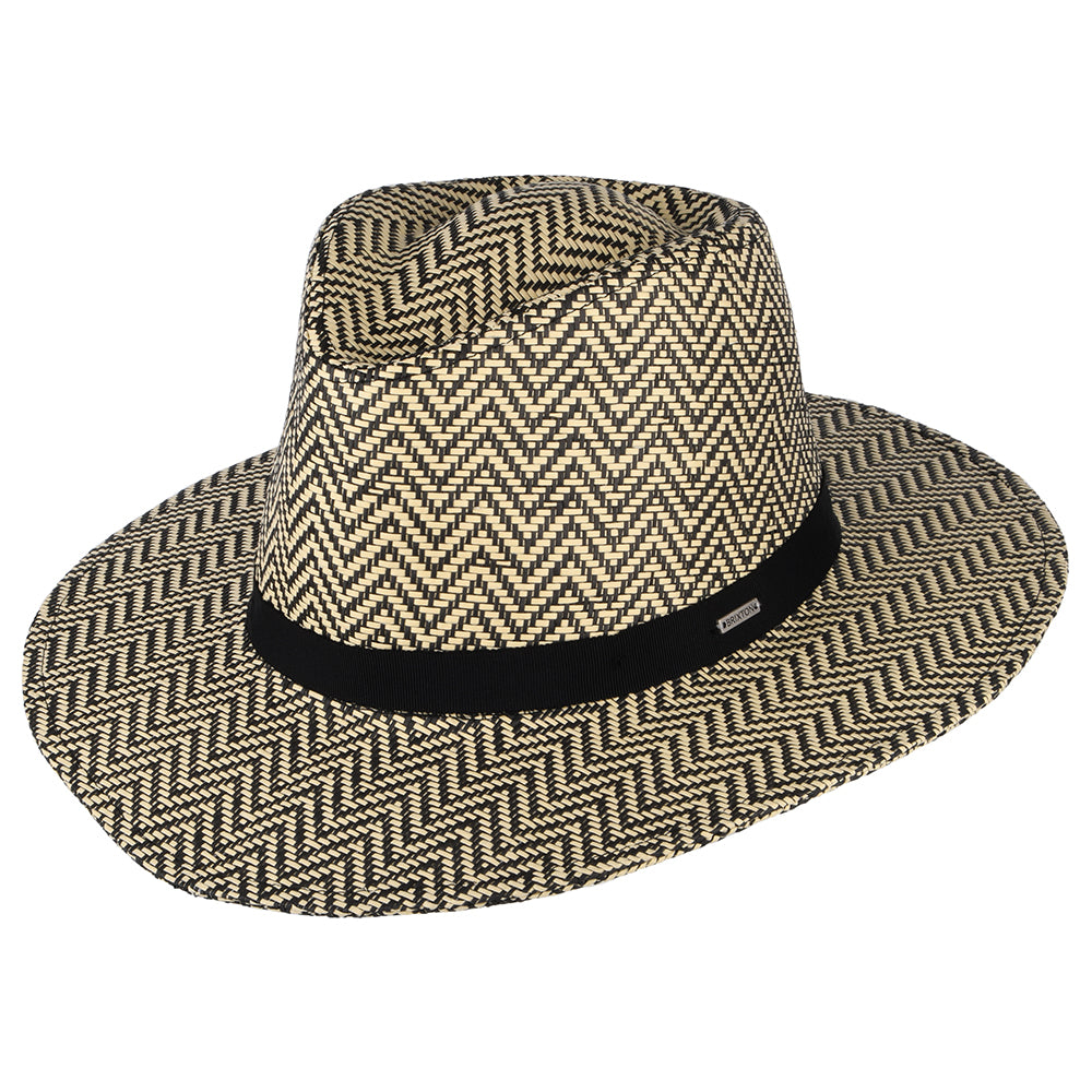Chapeau Fedora en Paille Toyo à Chevrons Pliable Carolina noir-naturel BRIXTON