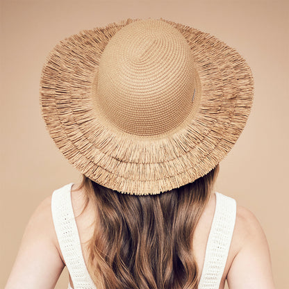 Chapeau Été à Frange en Paille Toyo marron clair SEEBERGER